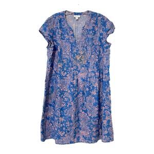 J Jill Love Linen Floral Dress Women Medium Petite Breezy Summer Cottagecore